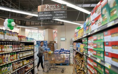 Shopping during Pandemic: Customers at Pete’s Fruit Market get surprise gift of free groceries