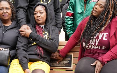 Memorial bench unveiled at Red Arrow Park to honor Dontre Hamilton and support care for mental health