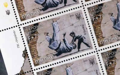 FCK PTN: Ukraine symbolically body slams Putin with postage stamps based on Banksy mural