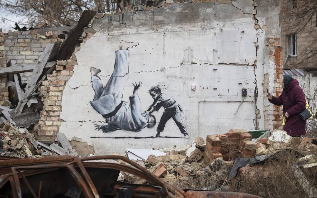 Famed British artist Banksy seeds inspirational art amid Ukraine’s war ruins in Borodyanka