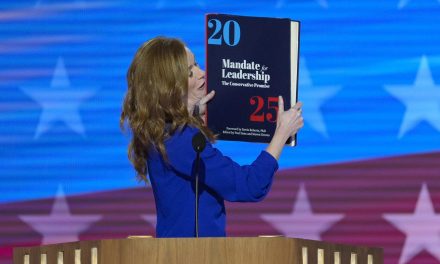 GOP Blueprint: Democrats supersize a copy of Project 2025 to highlight Trump’s authoritarian Bible